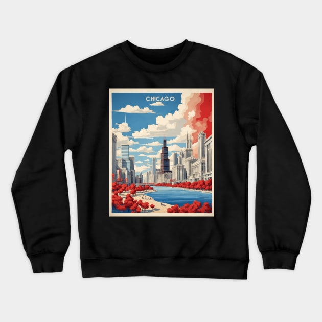 Chicago Illinois United States of America Tourism Vintage Poster Crewneck Sweatshirt by TravelersGems